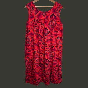 Vintage 1960s Ui-Makai Red Tropical Hawaiian MuuMuu Dress
